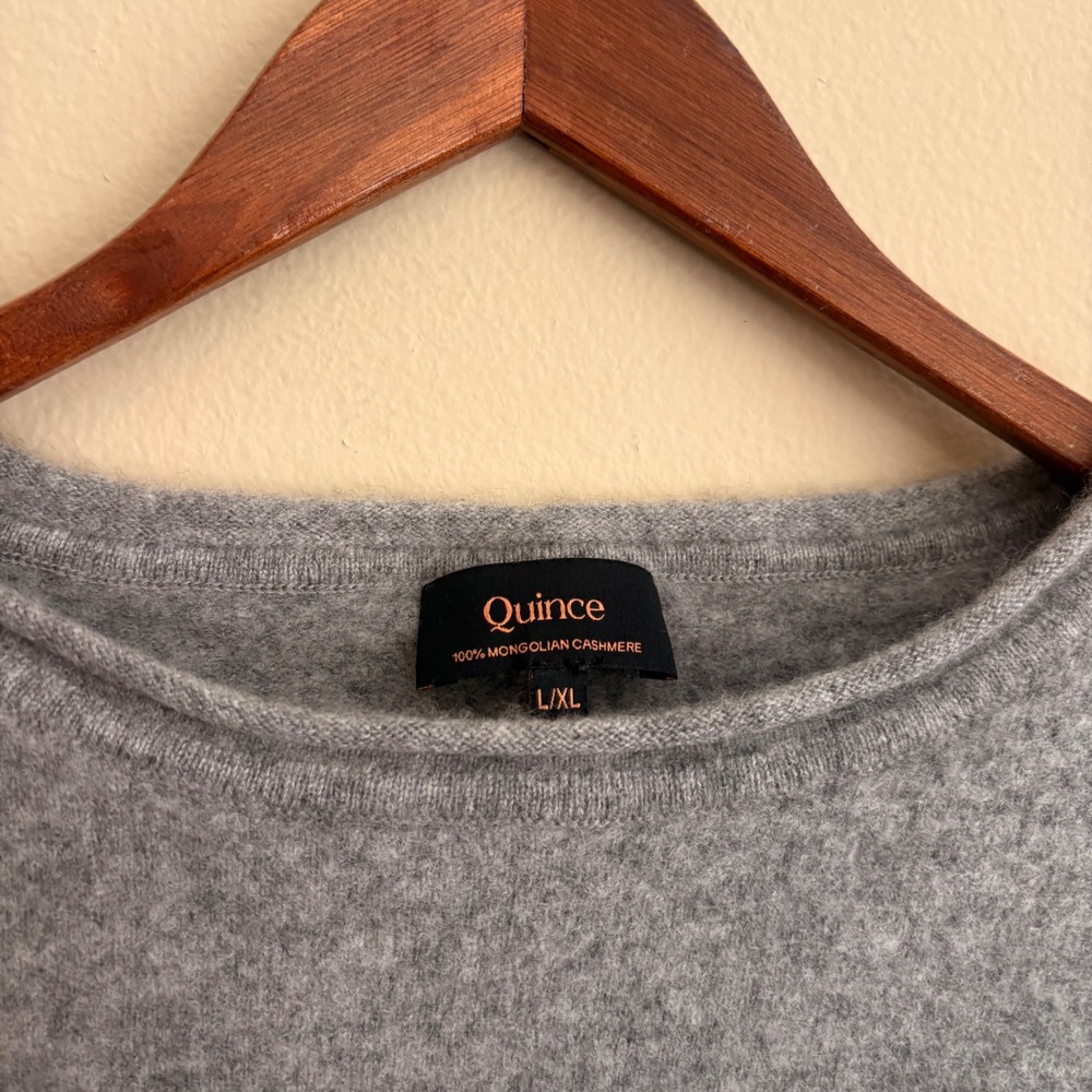 Quince 100% Cashmere Batwing Cowl Gray Pullover Womens Boxy Fit Casual Sweater - Picture 3 of 8